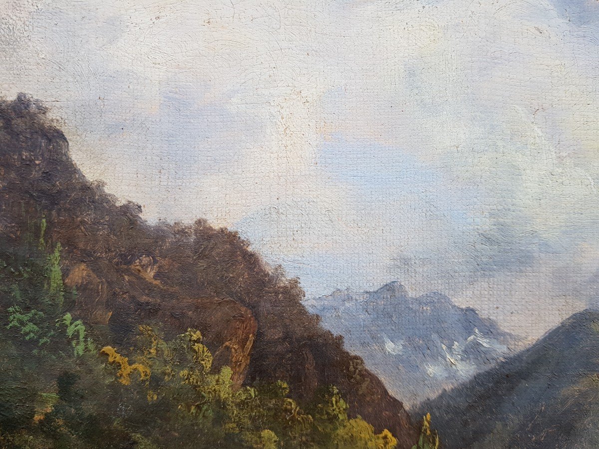 Paysage de montagnes XIXè - Annoté Théodore ROUSSEAU-photo-5