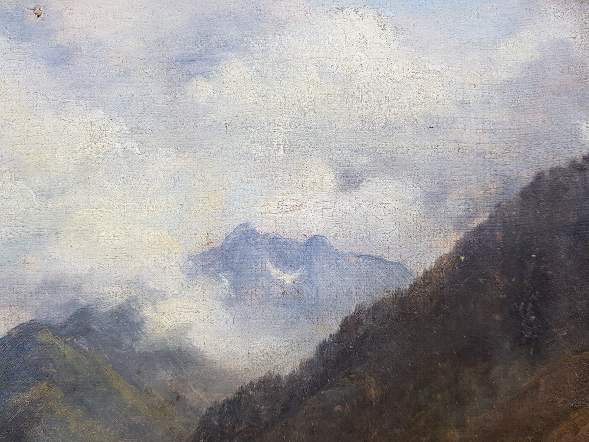 Paysage de montagnes XIXè - Annoté Théodore ROUSSEAU-photo-6