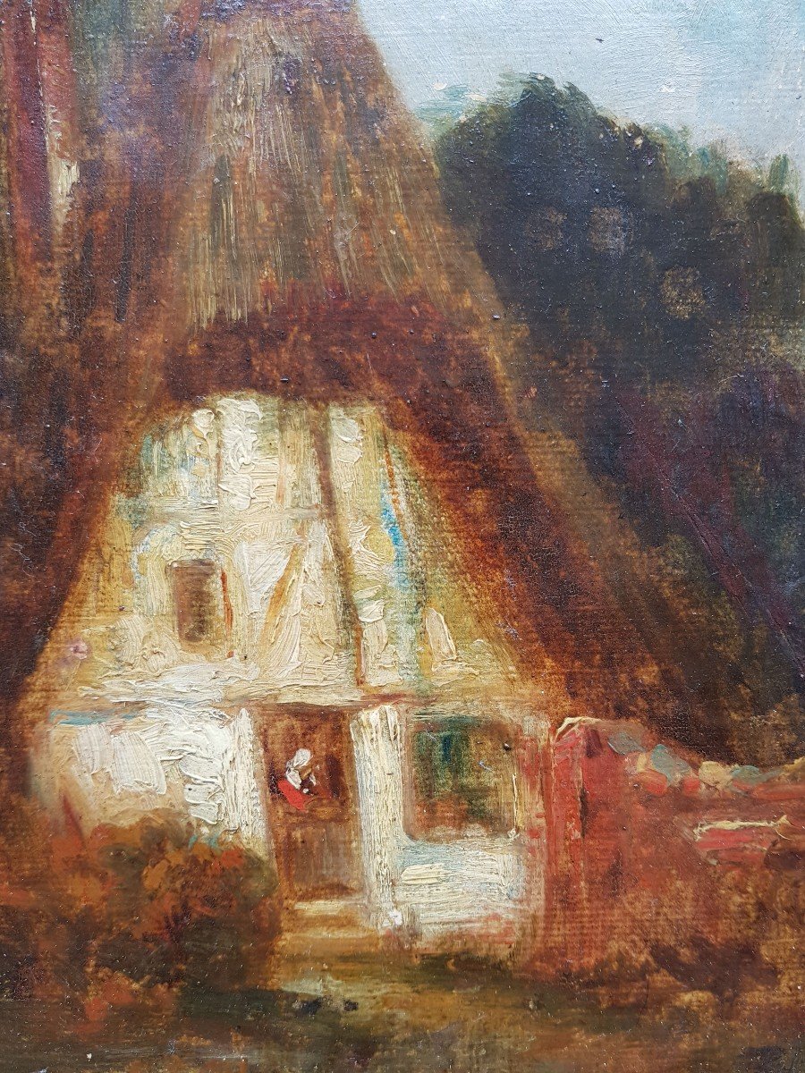 Félix Ziem - Cottage In Forest - Barbizon Oil - 1850-photo-4