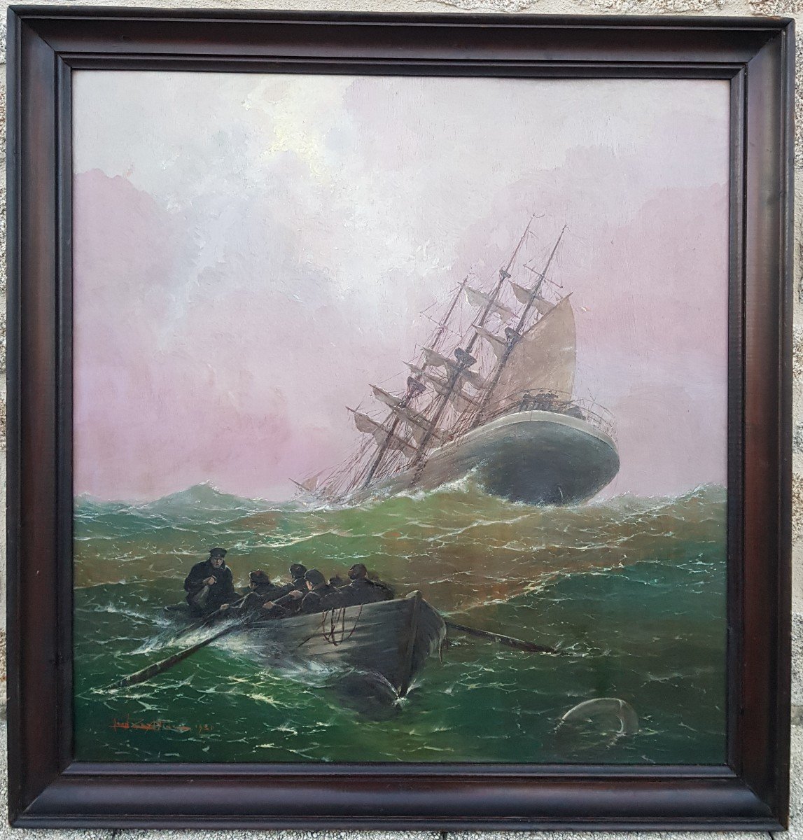 Leon Zeytline - Large Painting - Sailboat At Sea