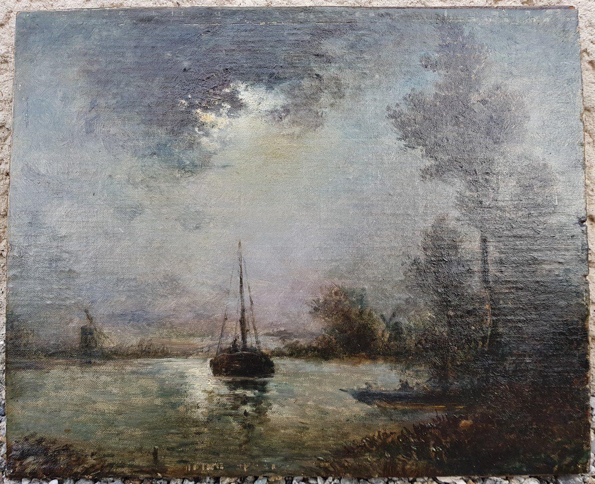 Jongkind (inscribed) - 19th Painting - Canal In Holland-photo-2