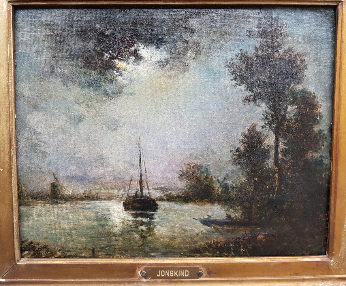 Jongkind (inscribed) - 19th Painting - Canal In Holland-photo-4