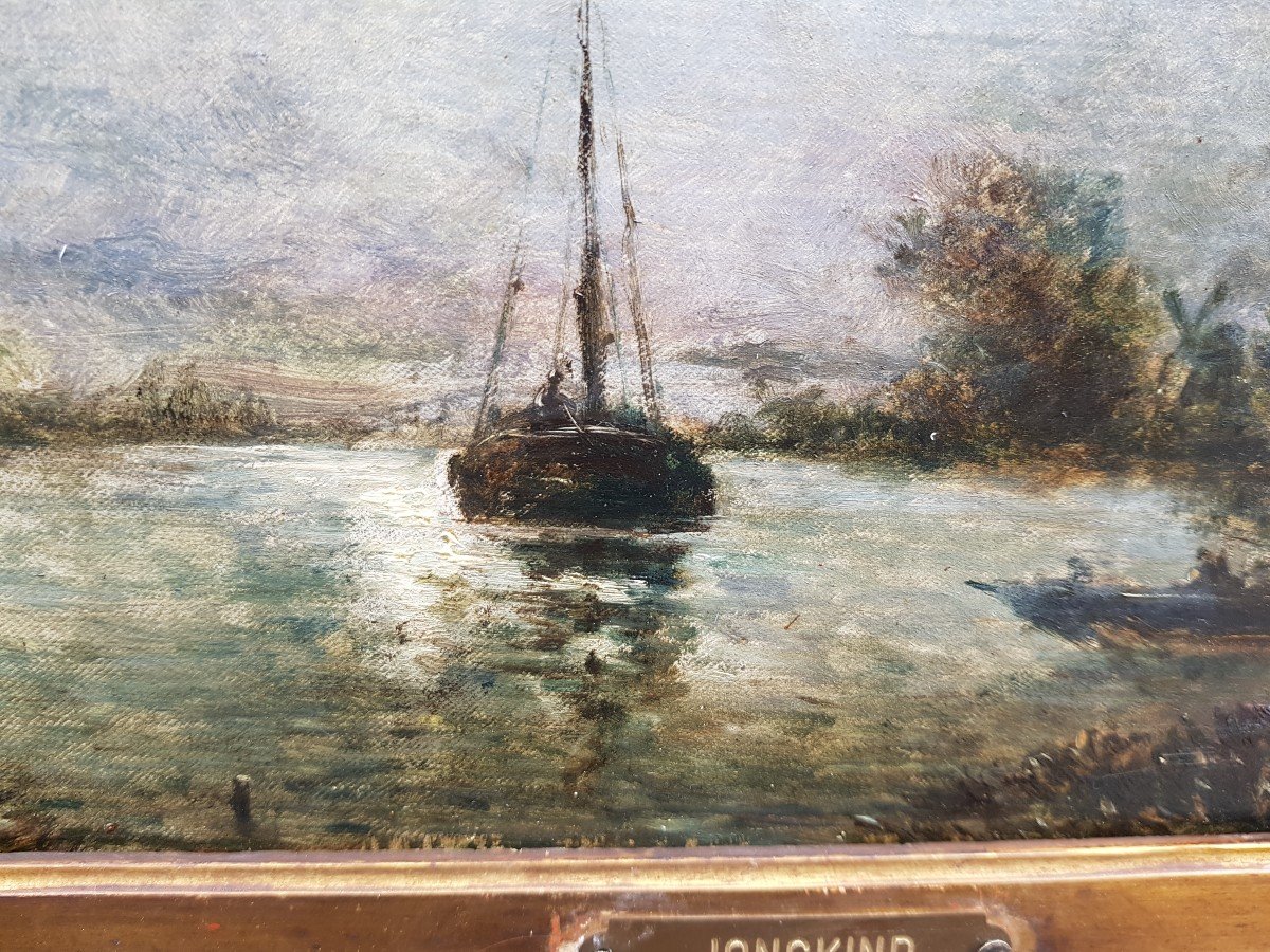 Jongkind (inscribed) - 19th Painting - Canal In Holland-photo-2