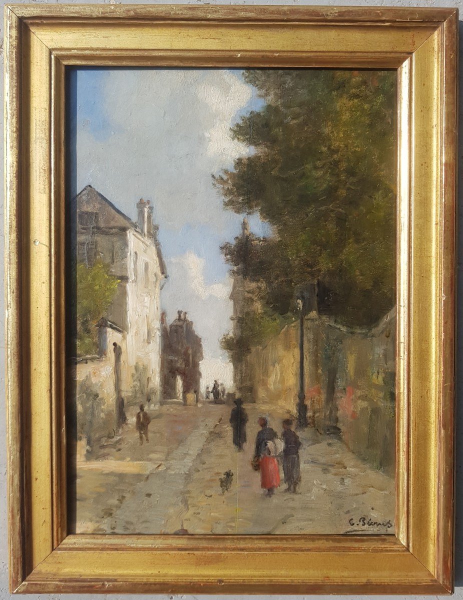 Pecrus - Oil On Panel - Street In Montmartre - 1880