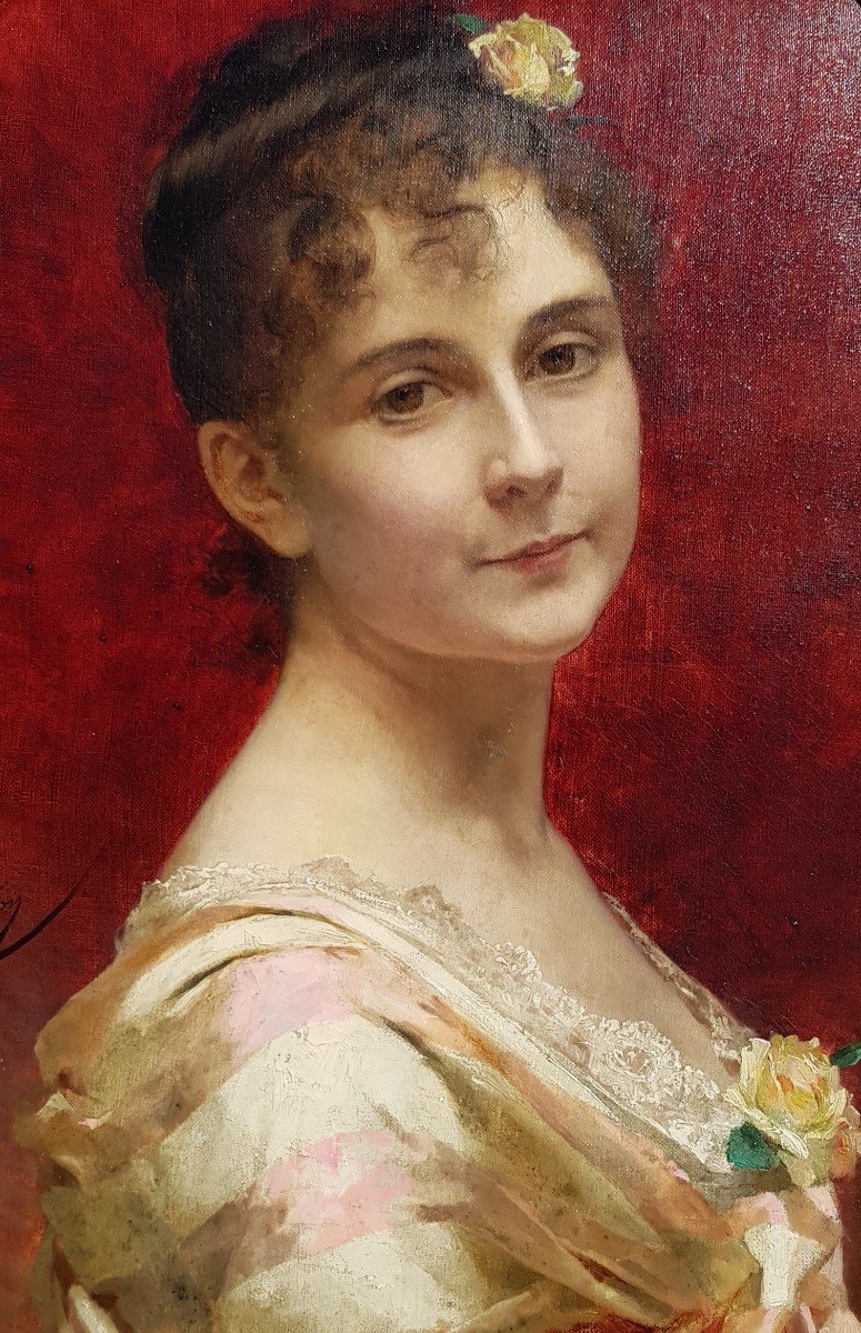 Chantron - Oil / Canvas - Museum Woman Portrait - 1884-photo-4