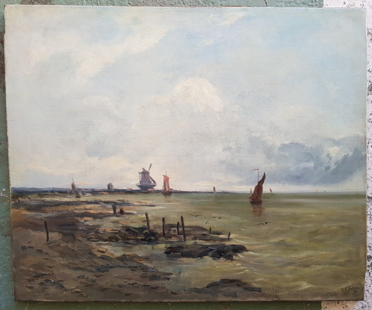 Delpy - Oil On Canvas 60 X 73 Cms - Sailboats At Sea