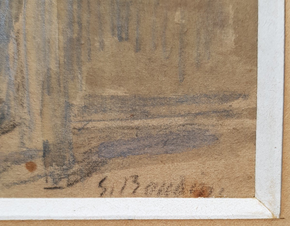 Eugène BOUDIN - Aquarelle - Bretonne dans un intérieur-photo-2