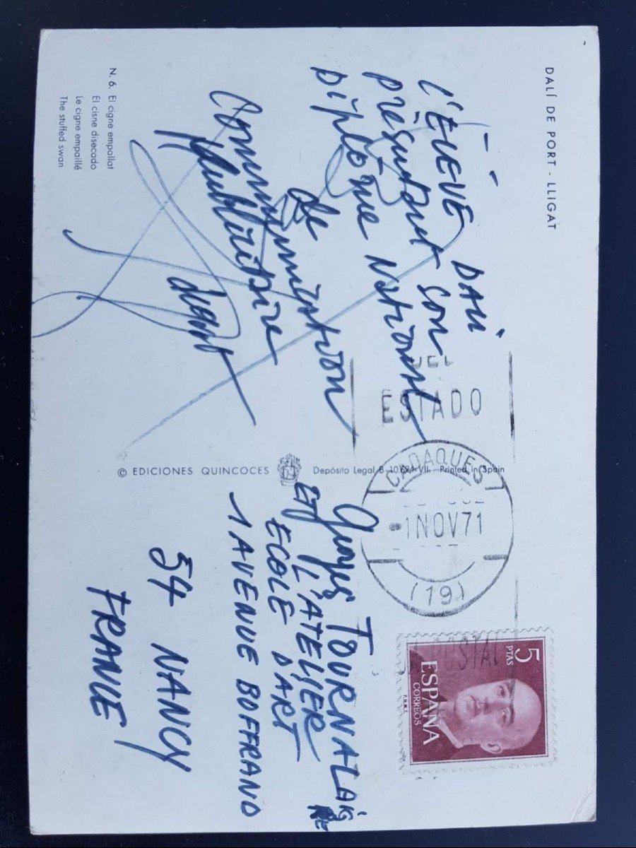 Dali - Signed Postcard - Cadaques, Spain - 1971 