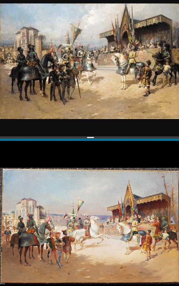 Detti - Italian - Oil 82 X 128 Cms - Medieval Joust-photo-7