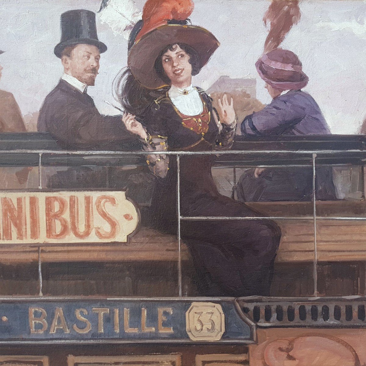 ZEYTLINE - Huile sur toile - Belle époque - Omnibus, PARIS-photo-6