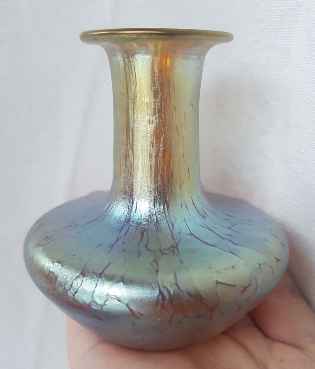 Loetz - Iridescent Vase - Candia Papillon Decor - 1900-photo-3