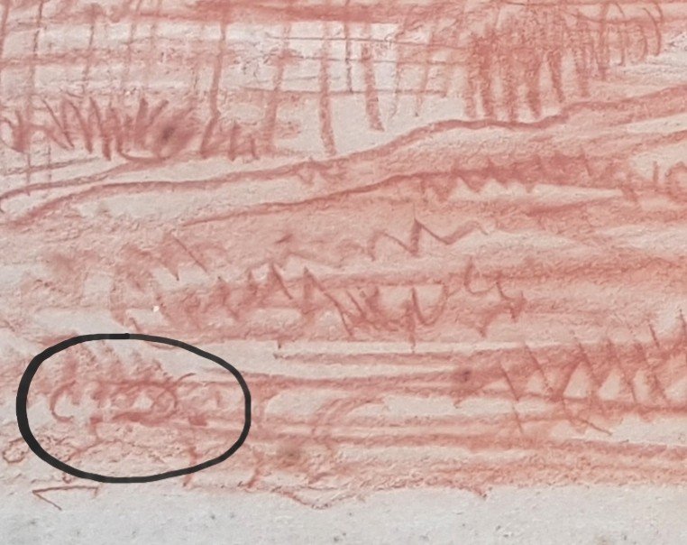 Daubigny - Red Chalk Drawing - Cows On River Bank-photo-1