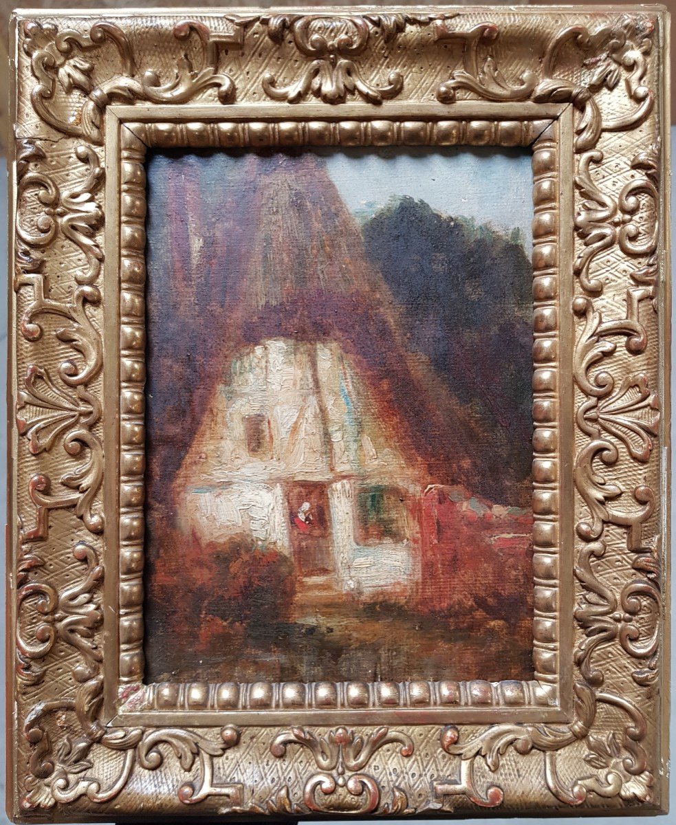 Ziem - Barbizon - Oil C.1850 - Cottage In The Forest