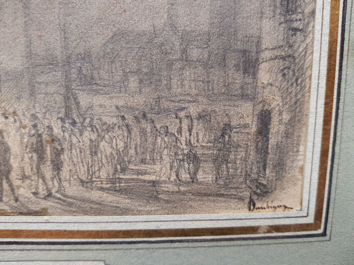 Daubigny - Drawing 1850 - Esmeralda And Notre-dame-photo-6