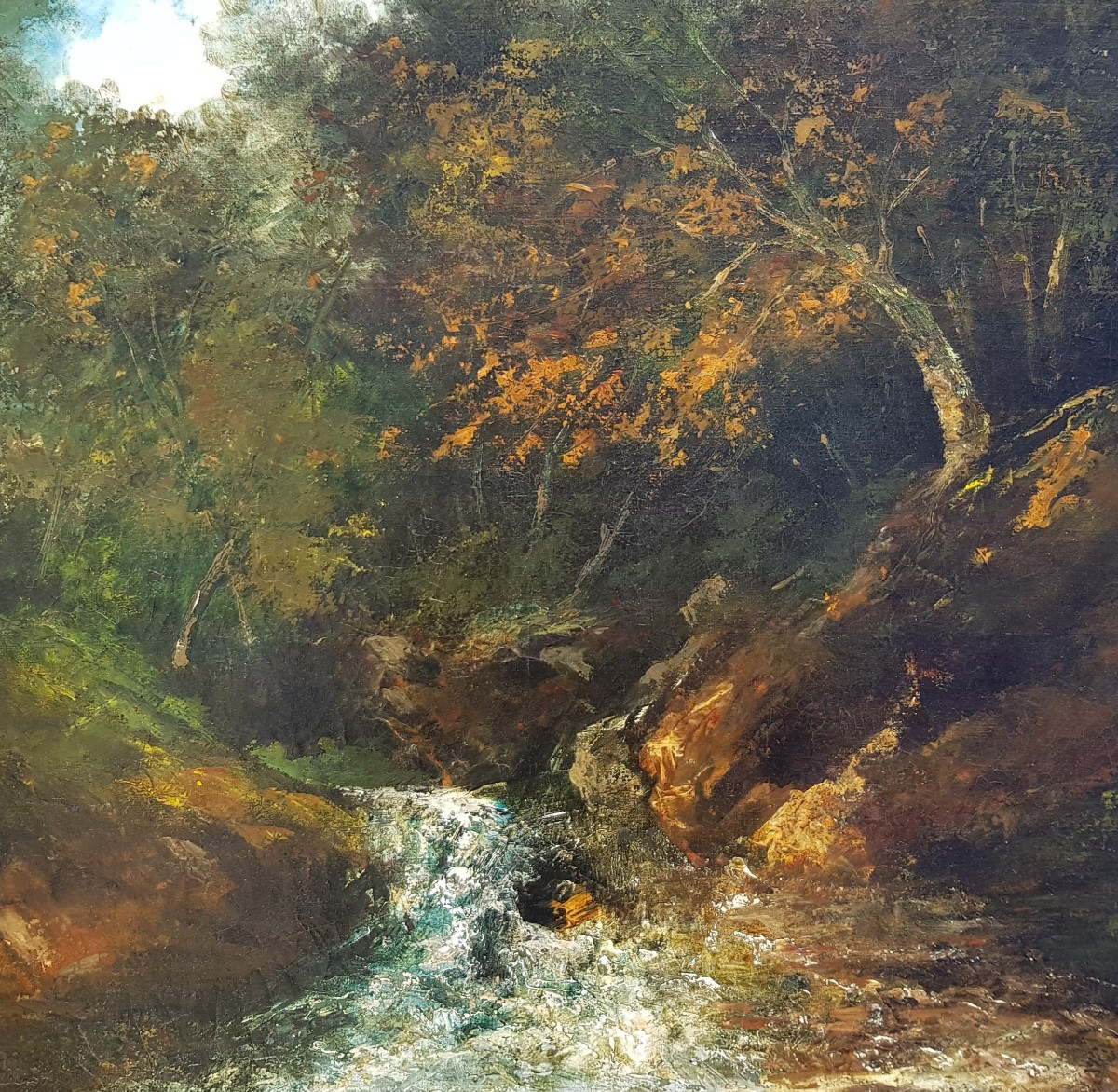 COURBET - Huile sur toile c.1870 - Cascade en forêt