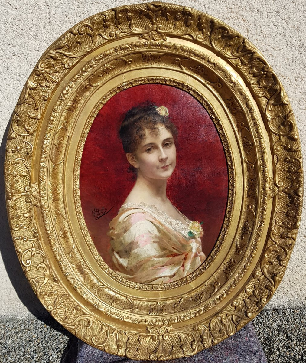 Chantron - Oil On Canvas - 1884 - Woman  Portrait-photo-4