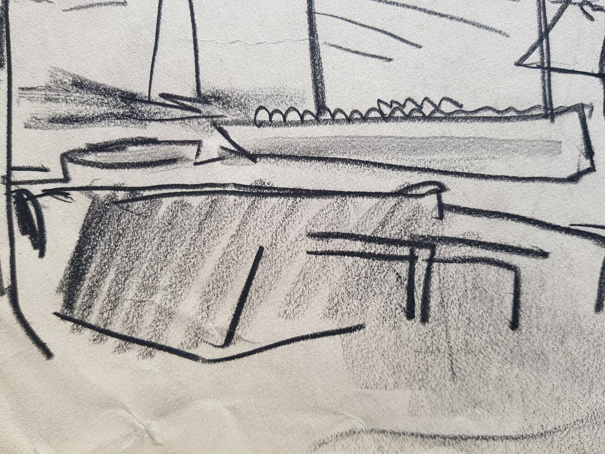 Mathurin Méheut - Drawing - Ex-museum - Sailboat In Port -photo-5