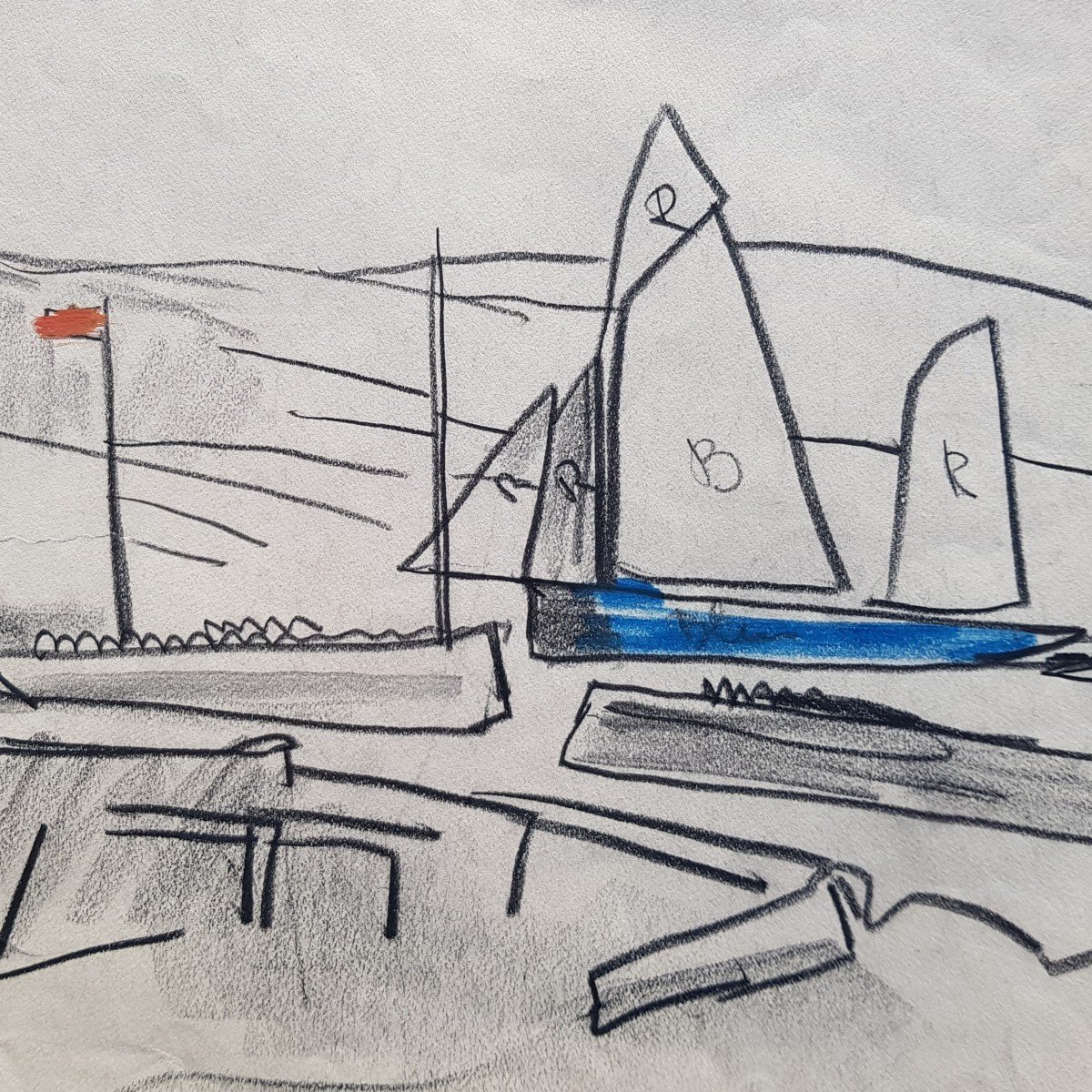 Mathurin Méheut - Drawing - Ex-museum - Sailboat In Port 