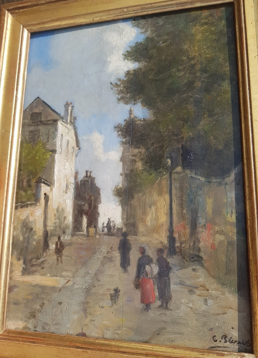 Pecrus - Oil On Panel - Street In Montmartre, Paris - 1880-photo-5