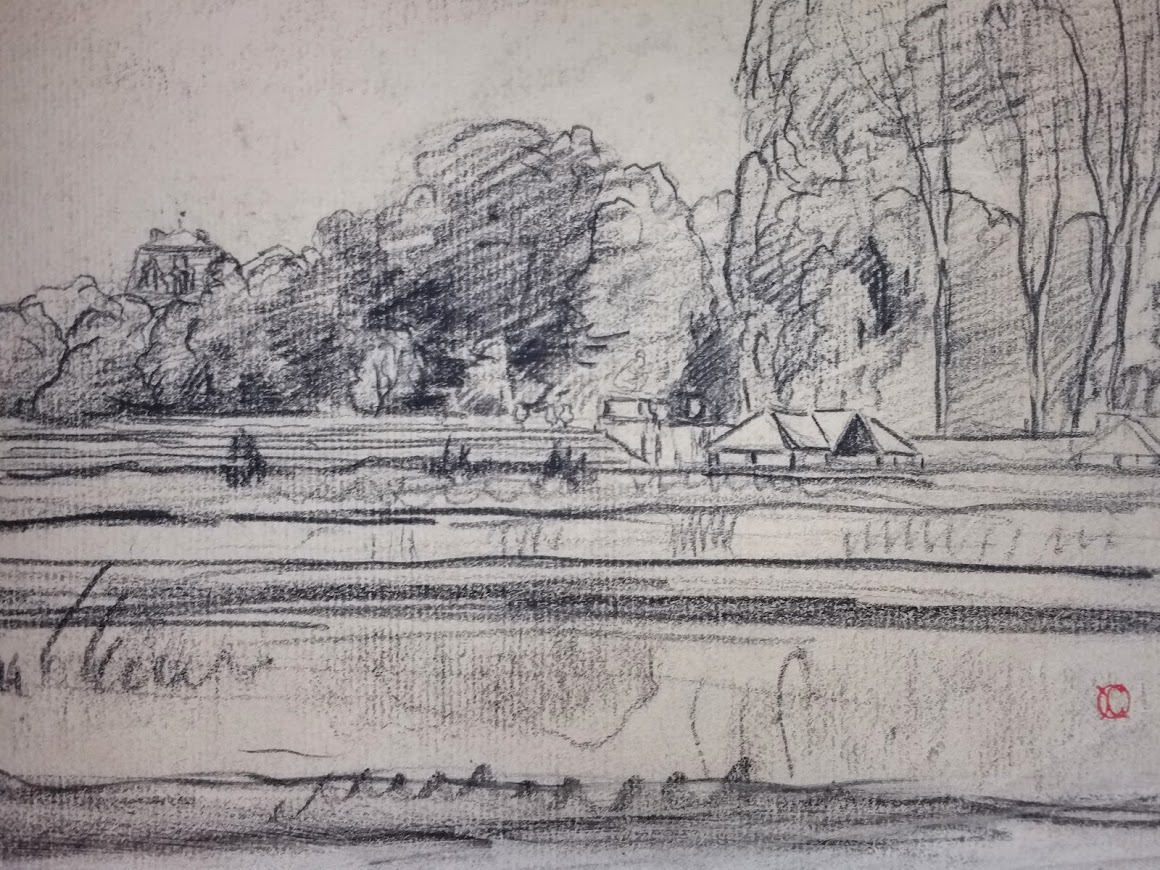 DAUBIGNY - TRES RARE DESSIN - CHATEAU CHANTILLY-photo-2