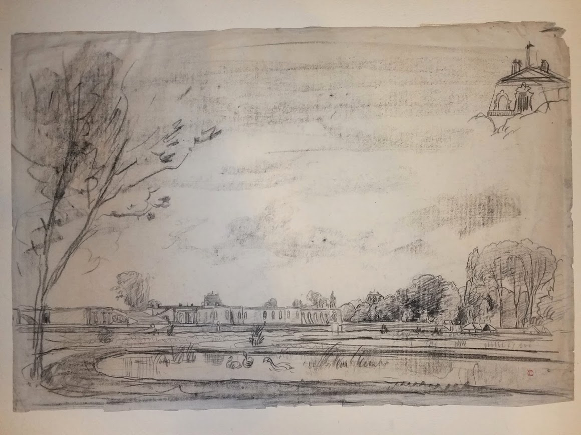 DAUBIGNY - TRES RARE DESSIN - CHATEAU CHANTILLY-photo-4