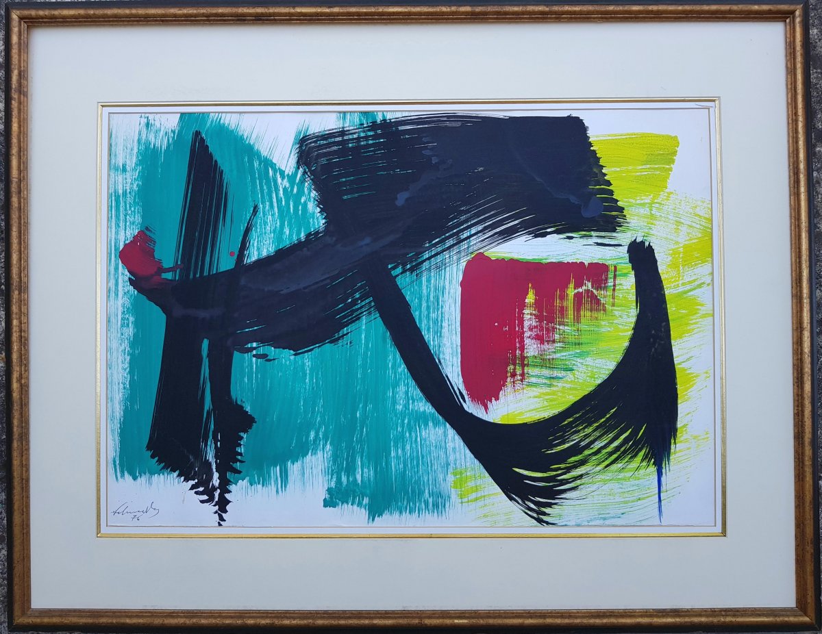 GERARD SCHNEIDER - COMPOSITION - 52 x 74 cms - CERTIFICAT