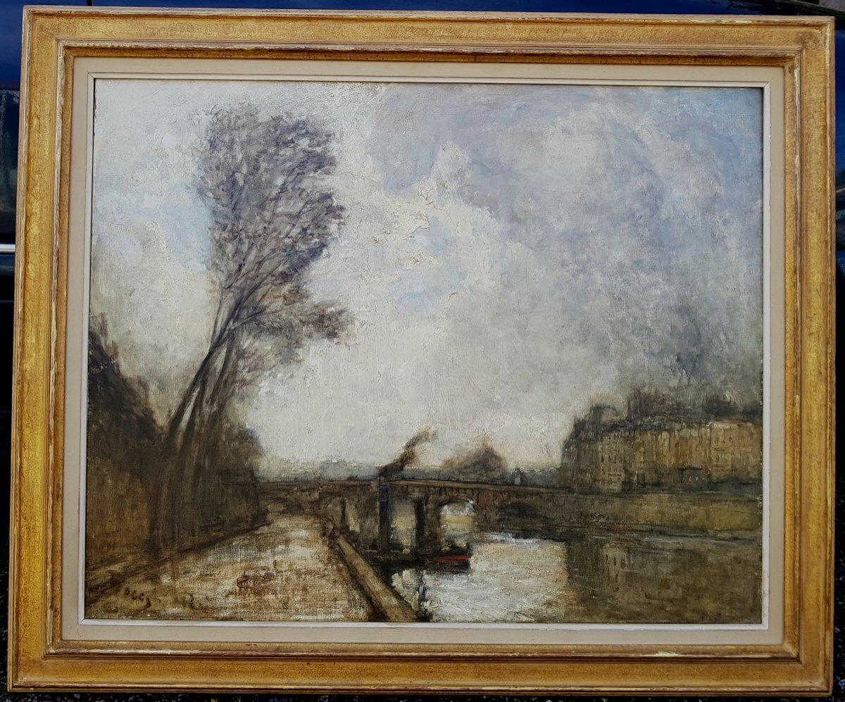 FRANK BOGGS - LA SEINE AU PONT NEUF, PARIS - IMPRESSIONNISTE AMERICAIN -  HUILE SUR TOILE 65 x 81 cms-photo-7