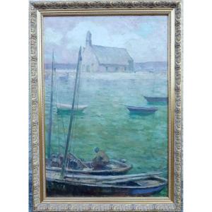 Jules René Hervé - Oil On Canvas - Port In Brittany, Camaret