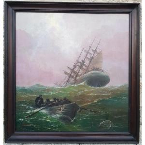 Léon Zeytline - 1930 - Large Oil Painting - Seascape