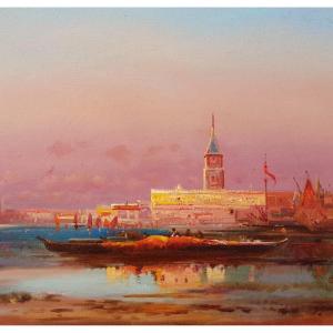 Duvieux - Oil On Canvas - Sunset In Venice