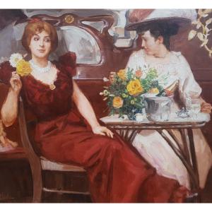 Zeytline - Oil On Canvas - Belle Epoque Scene, Paris