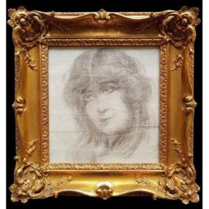 1900 Charcoal Drawing - Portrait Of A Young Woman