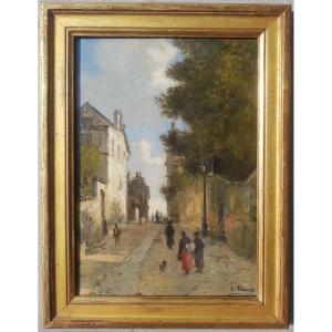 Pecrus - Oil On Panel - Street In Montmartre - 1880