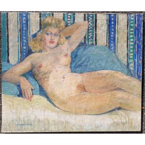 Fernand LANTOINE - Huile sur toile - Femme nue allongée