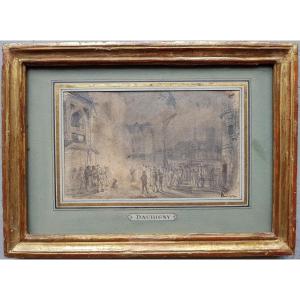 Daubigny - Drawing 1850 - Esmeralda And Notre-dame