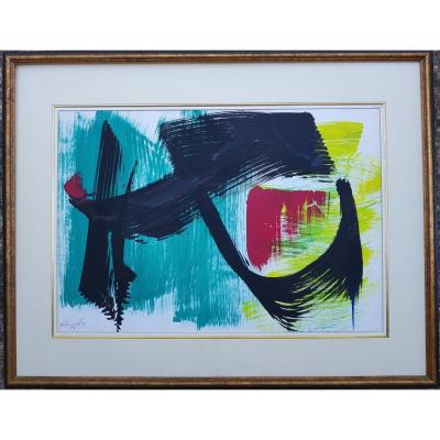 Gerard Schneider - Composition - 52 X 74 Cms - Certificate Of Authenticity