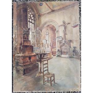 Ferdinand Gueldry - Chapel In Brittany - Oil On Canvas - 73 X 54 Cms - Salon 1909