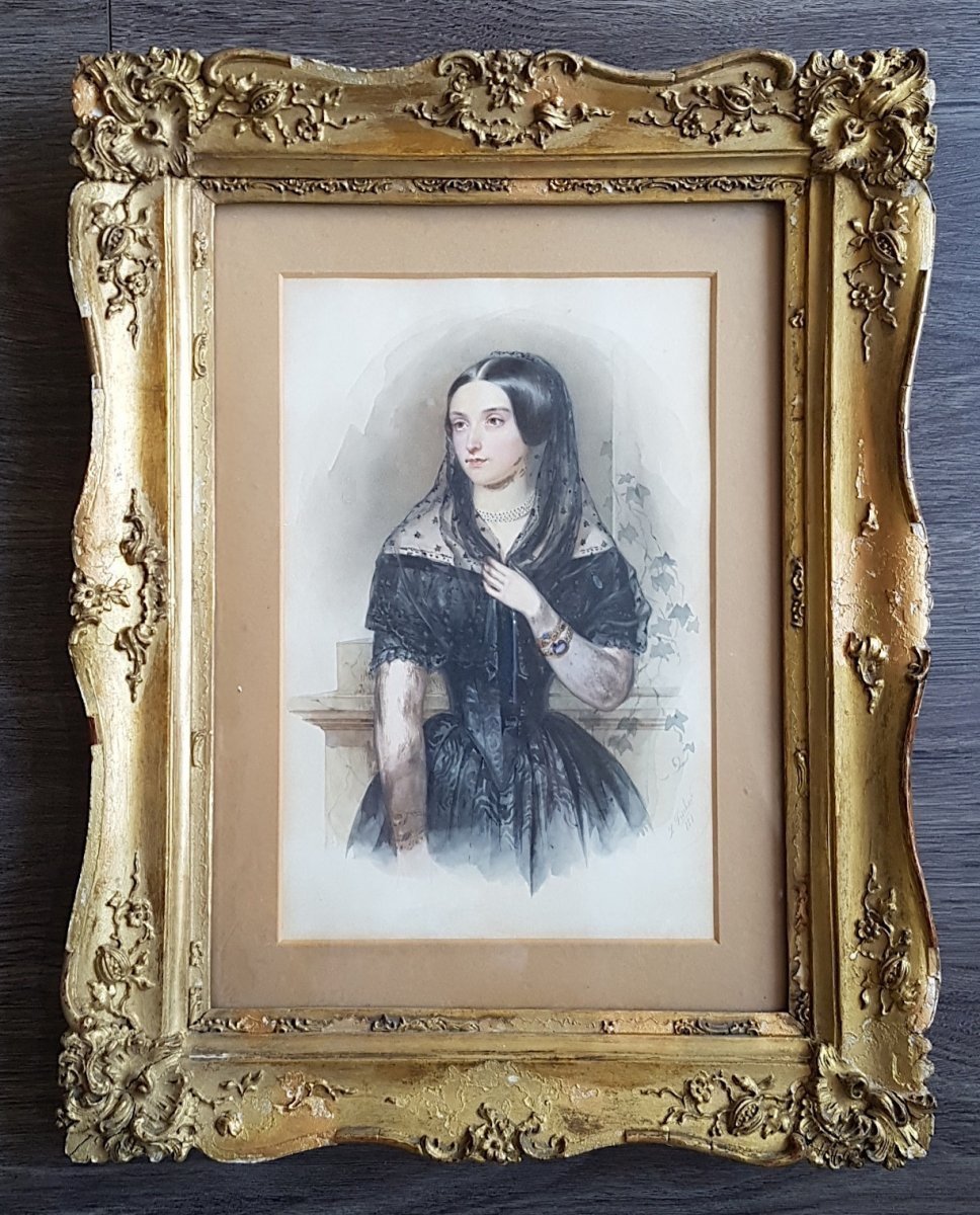 Biedermeier Watercolor, 1851-photo-2