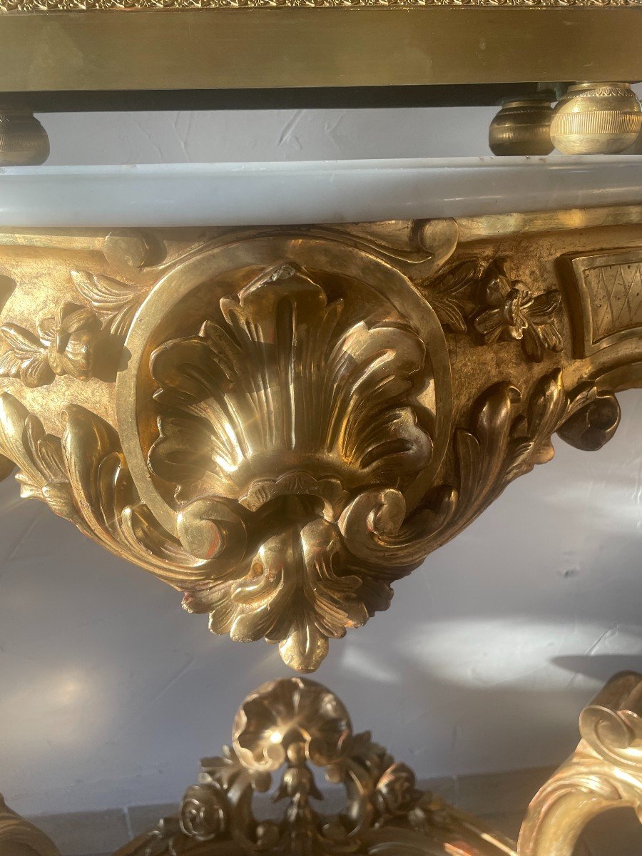 Louis XV Style Console In Golden Wood With Gold Leaf From The XIXth Century-photo-3