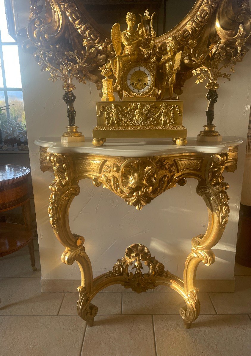 Louis XV Style Console In Golden Wood With Gold Leaf From The XIXth Century-photo-1