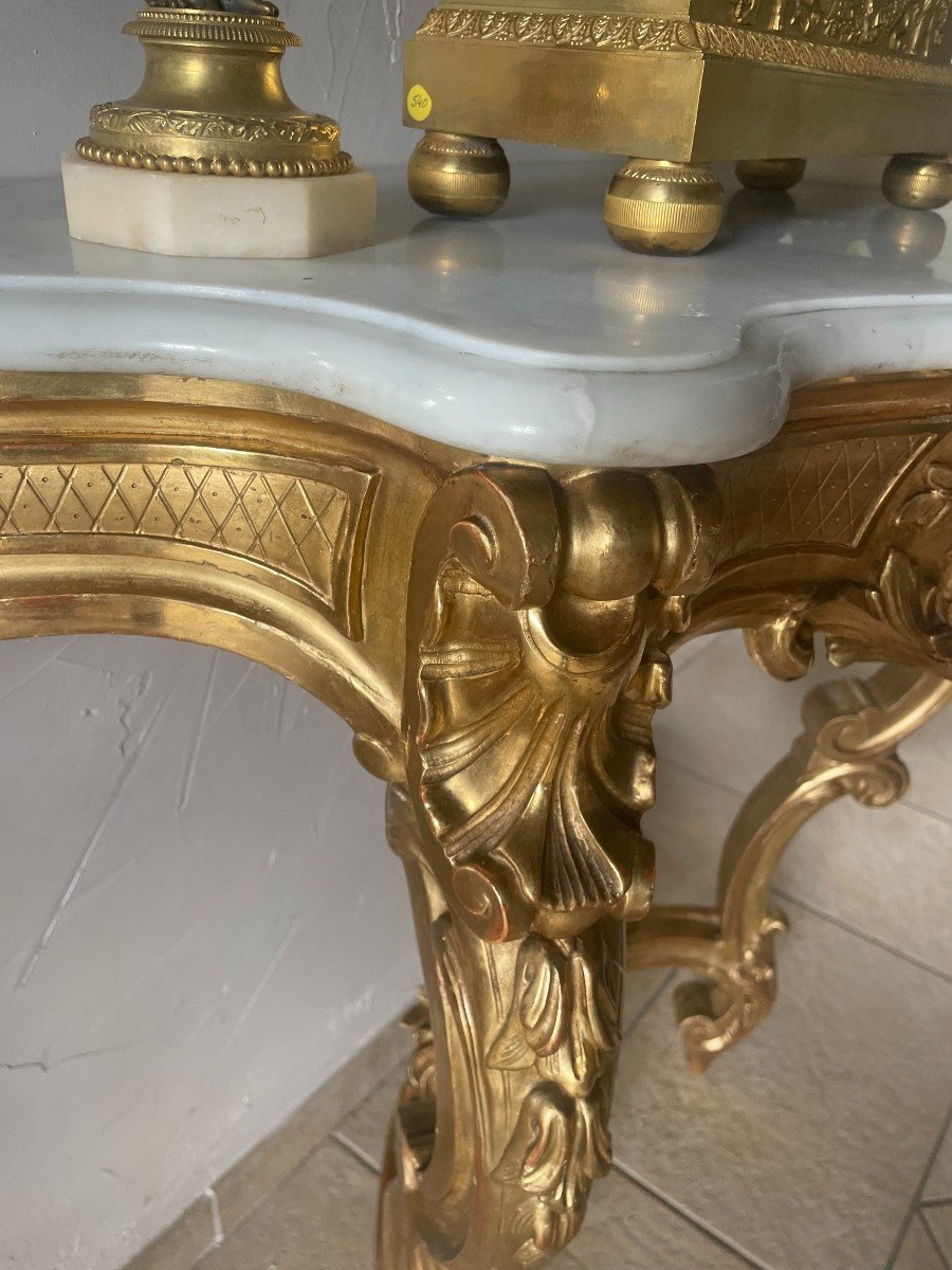 Louis XV Style Console In Golden Wood With Gold Leaf From The XIXth Century-photo-5