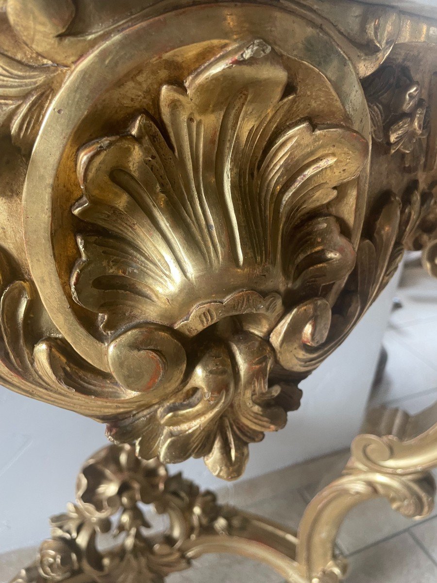 Louis XV Style Console In Golden Wood With Gold Leaf From The XIXth Century-photo-6