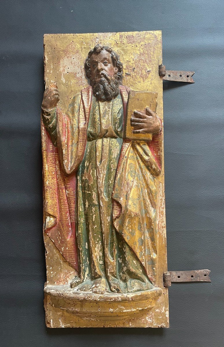 17th Century Carved Panel Representing Saint Anthony The Great-photo-2