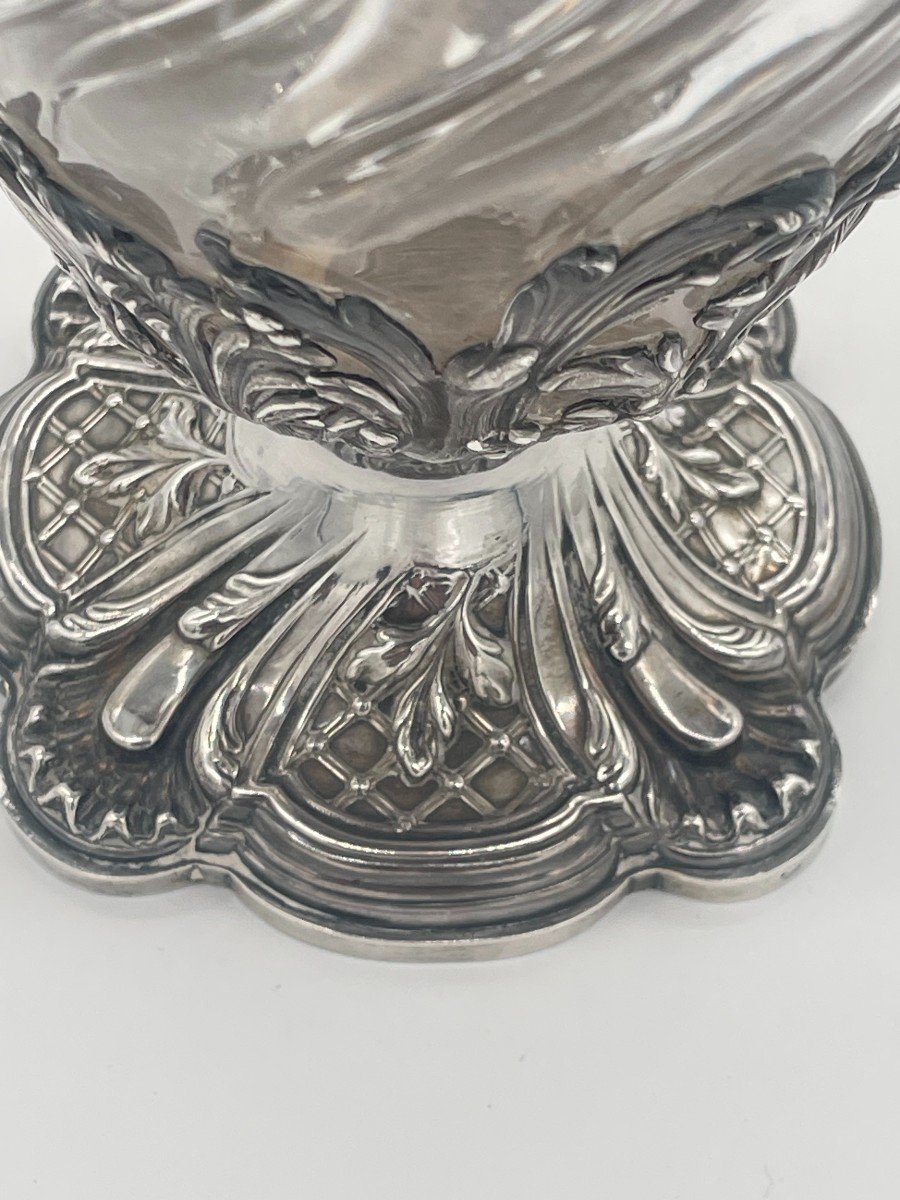  Aiguière En Cristal Taillé De Baccarat  Et Argent Minerve 1er Titre, Par Edmond Tétard -photo-4