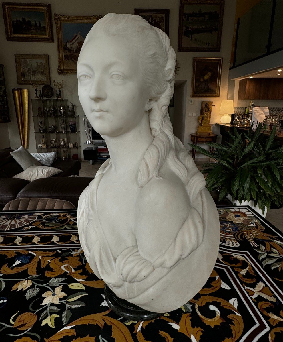 Important Carrara Marble Bust From The 19th Century-photo-1