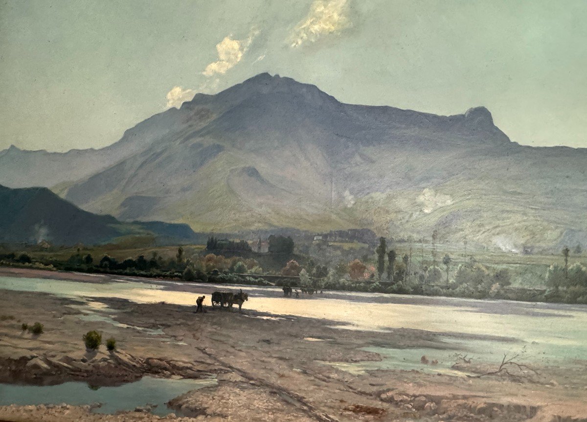 Grand Tableau d'André Albertin ( 1867-1933) Vue Du Vercors Du Rondeau à Grenoble-photo-1