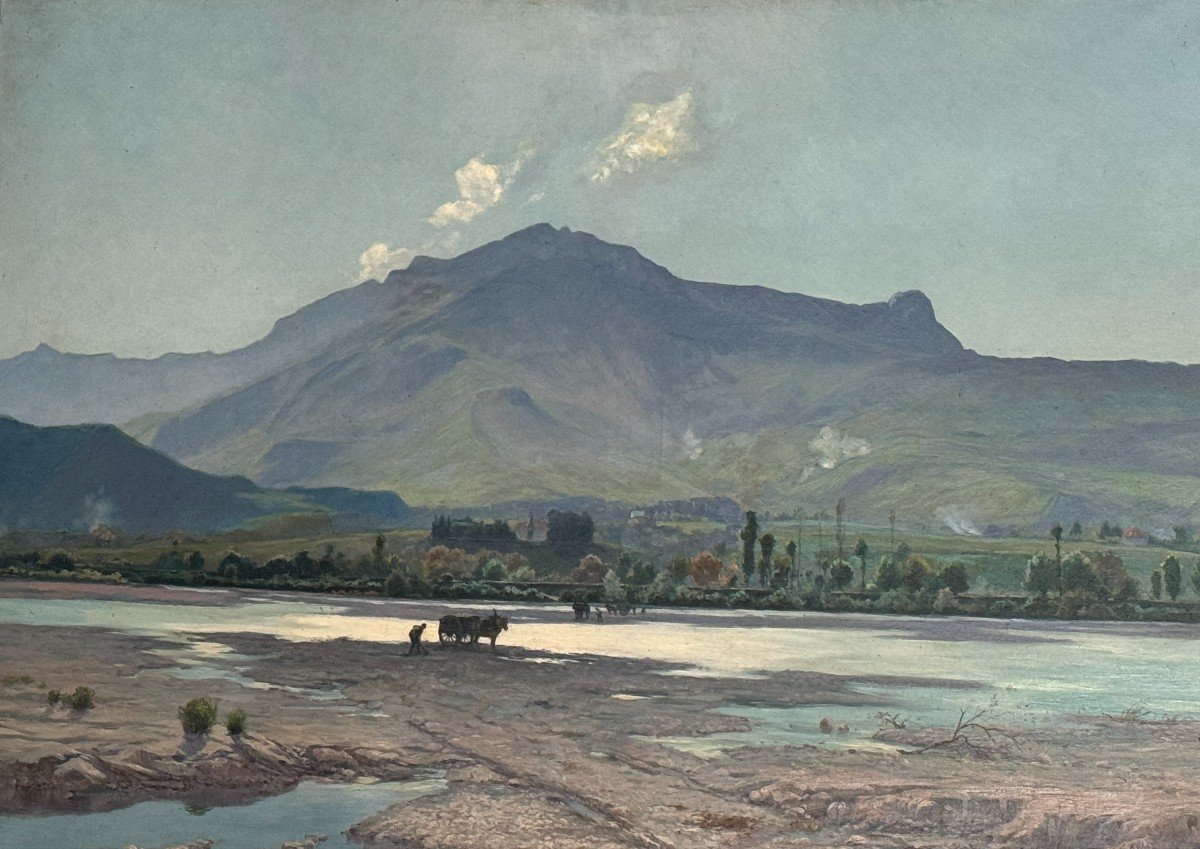 Grand Tableau d'André Albertin ( 1867-1933) Vue Du Vercors Du Rondeau à Grenoble