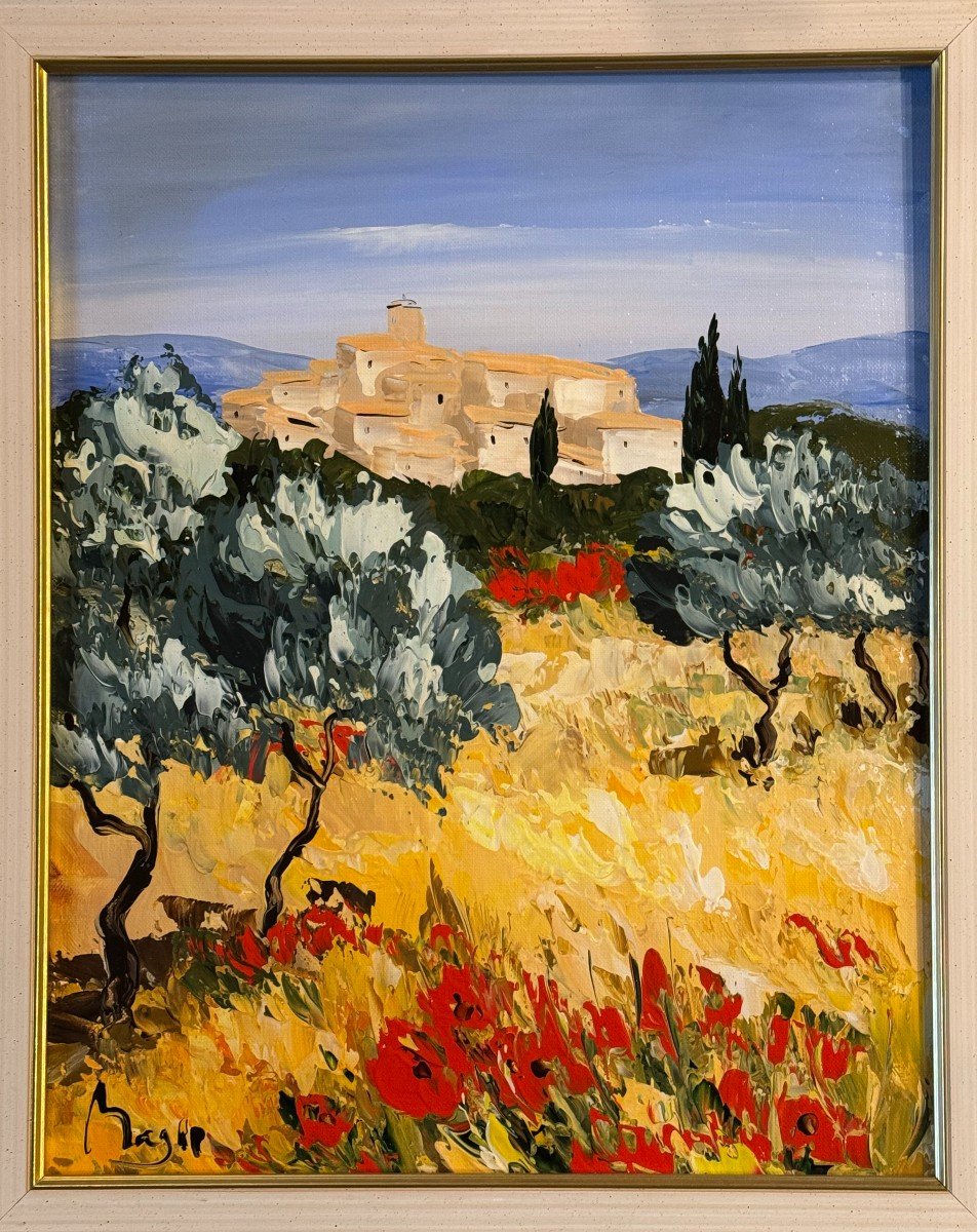 Tableau De Louis MAGRE  Né  En 1955. Paysage De Provence-photo-2