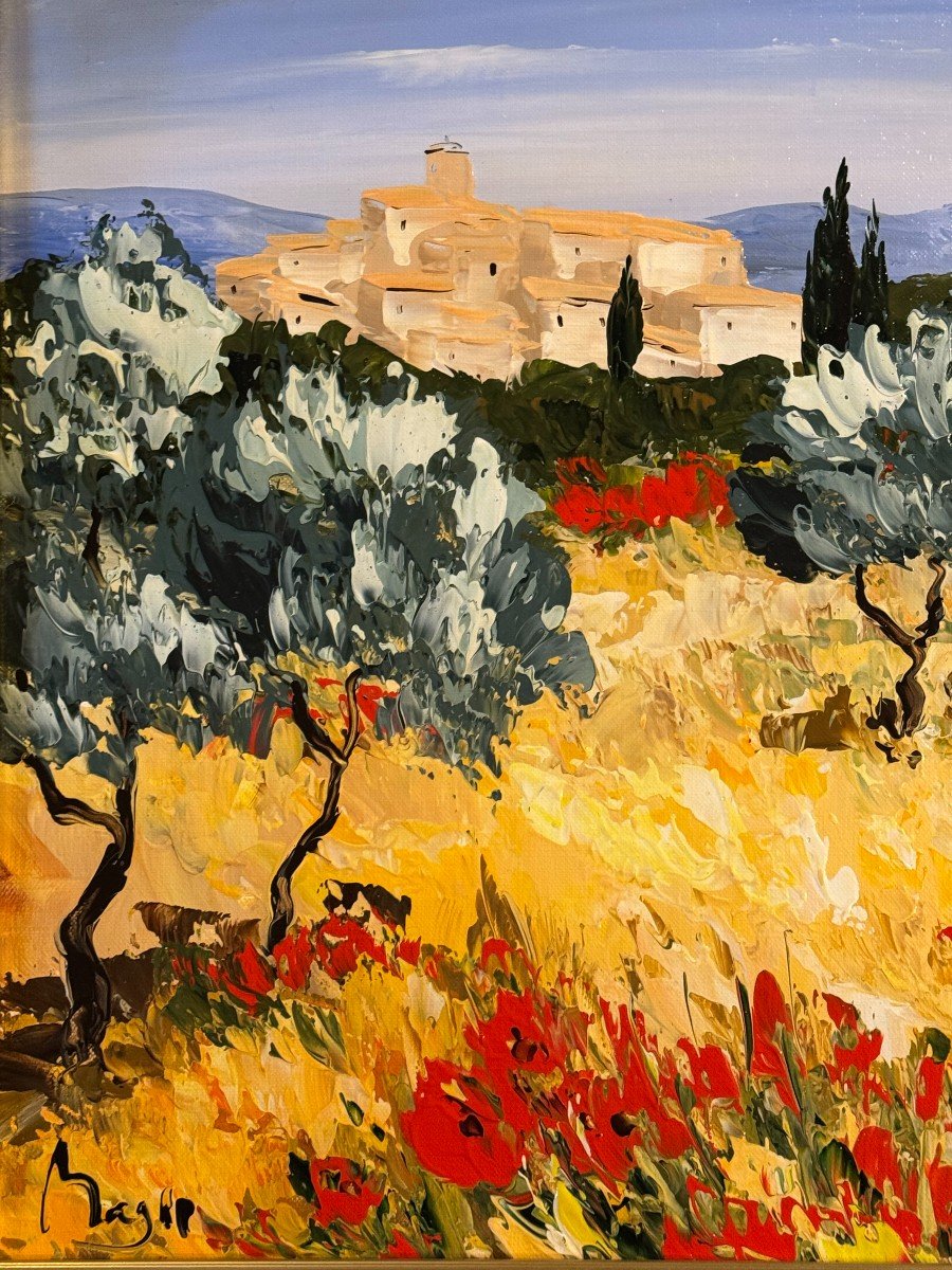 Tableau De Louis MAGRE  Né  En 1955. Paysage De Provence-photo-3