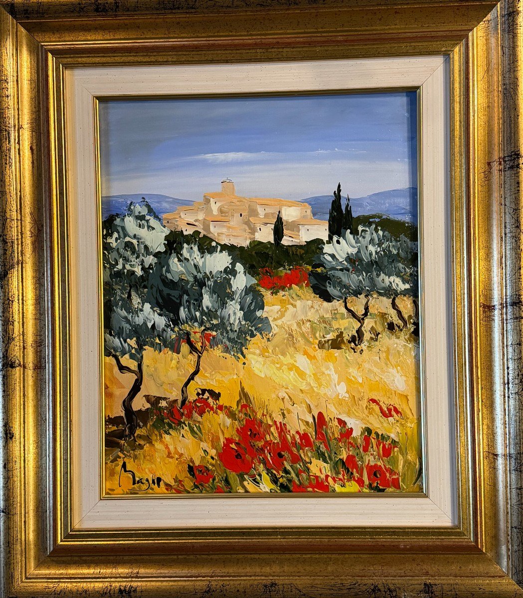 Tableau De Louis MAGRE  Né  En 1955. Paysage De Provence-photo-2